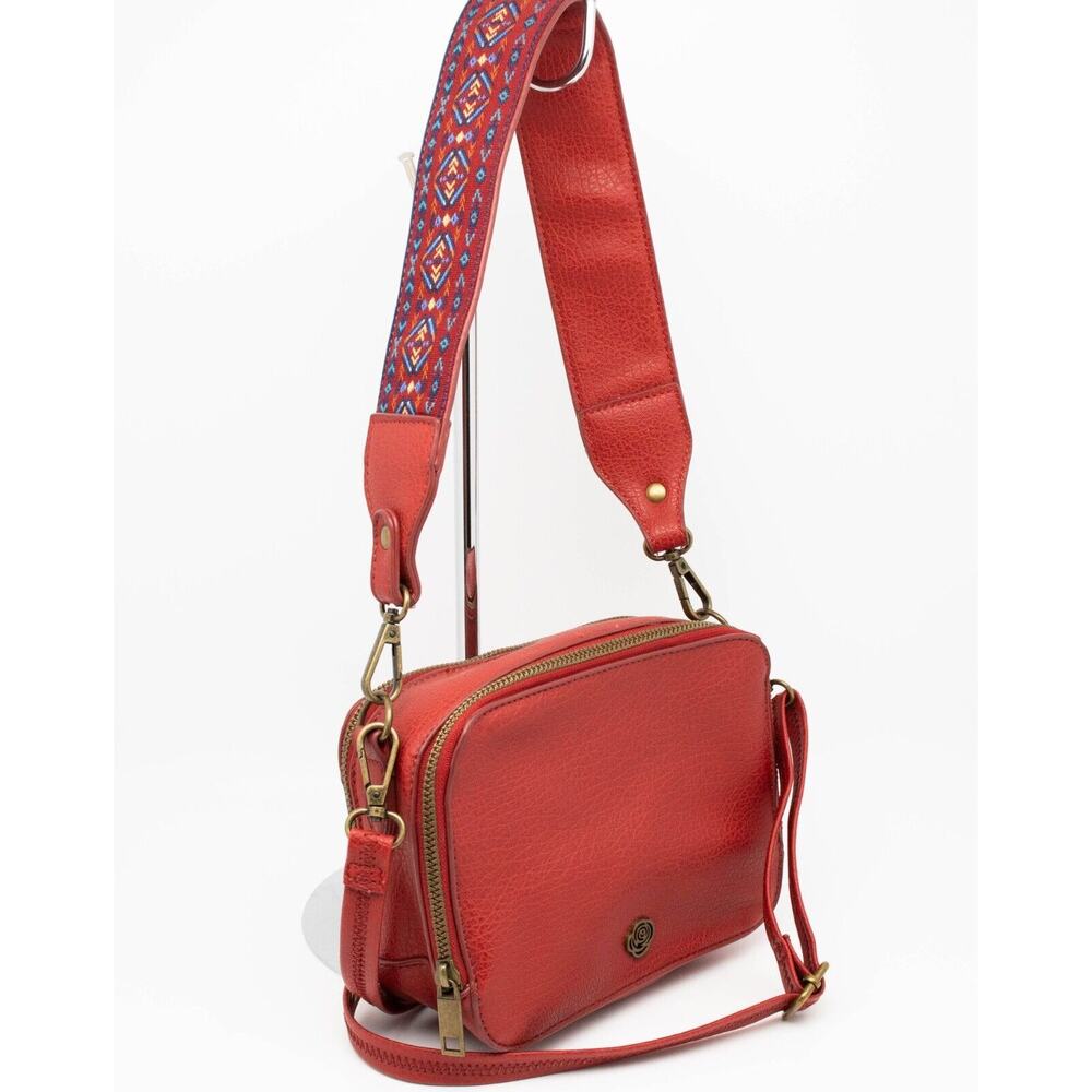 Carlos Santana CARLOS Red Faux Leather Crossbody Handbag